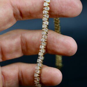 6.50 Carat Pear Shape Lab-Grown Diamond Bracelet in 14K Yellow Gold